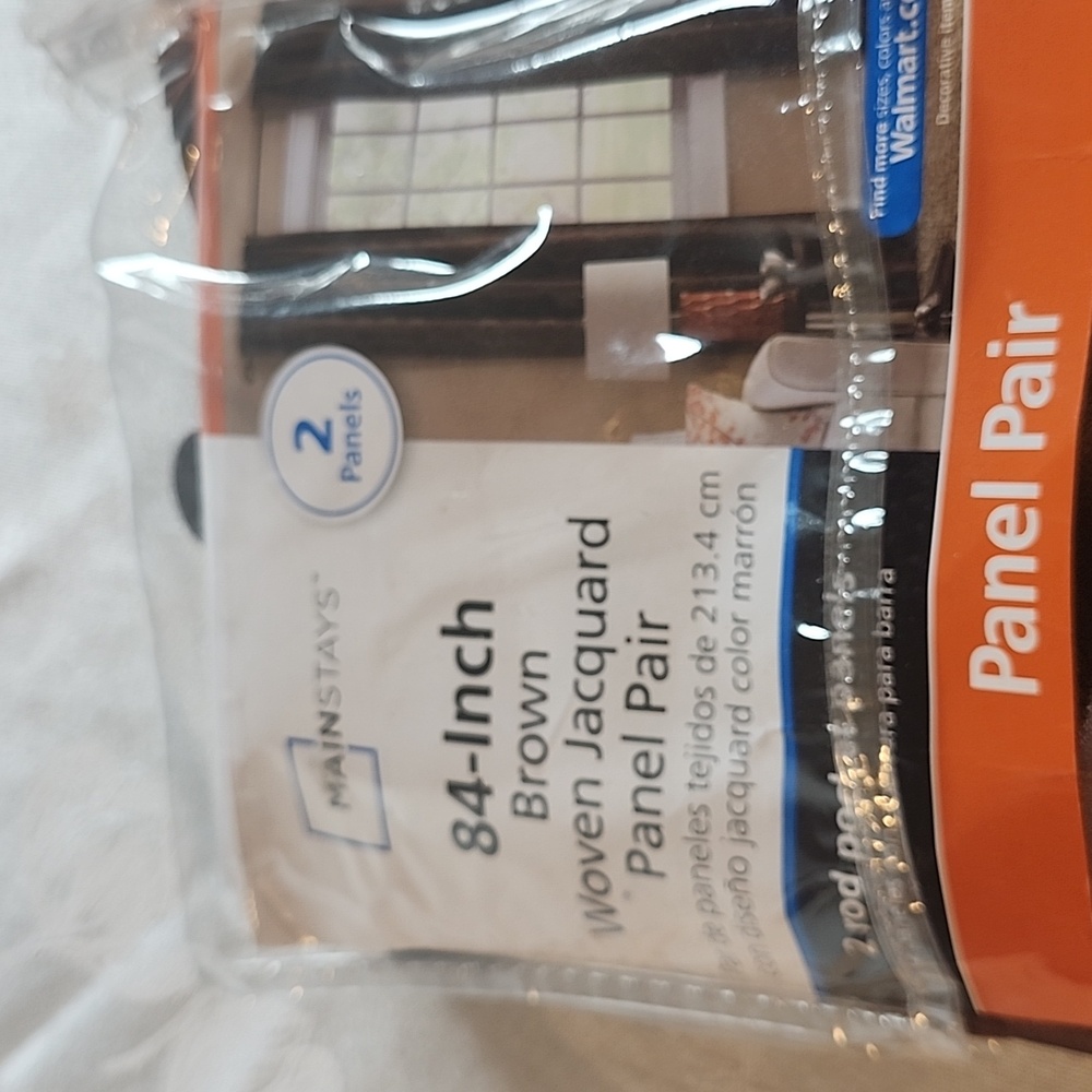 Mainstay NWT Brown Woven Jacquard Panel Curtains - Pair Of Two Rod Pocket Pair - Picture 2 of 9